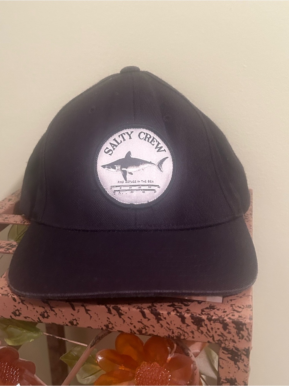Salty Crew Bruce Shark Retro Snapback Hat Black Green Underbrim Fishing Cap OSFM
